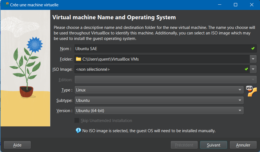 Configuration initiale VirtualBox